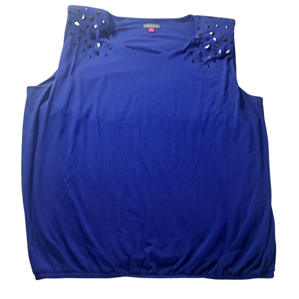 Vince Camuto Sleeveless Studded Blouse Women's L‎ Royal Blue Chic Office Glam